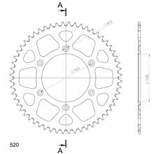 Supersprox 520 LK 153.0 mm diameter 125 mm 56T 6-hole aluminum sprocket red