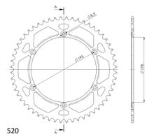 Supersprox 520 LK 195.0 mm diameter 178 mm 58T 6-hole aluminum gold chain wheel
