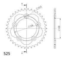 Supersprox 525 LK 124.0mm Ø 100mm 37T 5-hole aluminum sprocket black