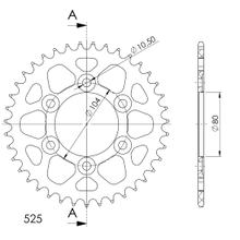 Kettingtandwiel Supersprox 525 LK 104,0mm Ø 80mm 39 tanden 6-gaats Aluminium zwart