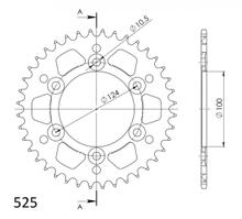 Kettingwiel Supersprox 525 LK 124,0mm Ø 100mm 39T 6-gaats aluminium zwart
