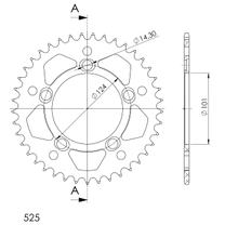 Kettingwiel Supersprox 525 LK 124,0mm Ø 101mm 39T 5-gaats aluminium zwart