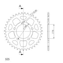 Kettingwiel Supersprox 525 LK 100,0mm Ø 76mm 39T 5-gaats aluminium zwart