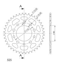 Supersprox 525 LK 110.0mm Ø 80mm 40Z 5-hole aluminum sprocket black