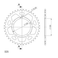 Kettingwiel Supersprox 525 LK 120,0mm Ø 100mm 40T 5-gaats aluminium zwart