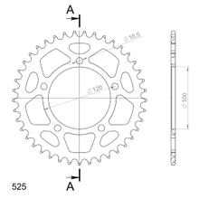 Kettingwiel Supersprox 525 LK 120,0mm Ø 100mm 41T 5-gats aluminium zwart