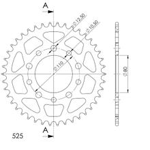 Supersprox 525 LK 110.0mm Ø 80mm 42T 5-hole aluminum gold sprocket