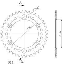 Pignon Supersprox 525 LK 160.0mm Ø 134mm 42T en aluminium 6 trous noir