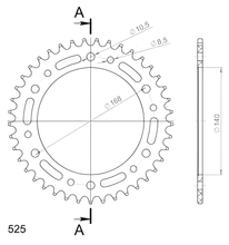 řetězové kolo Supersprox 525 LK 168,0mm Ø 140mm 42Z 6-děrové hliníkové černé
