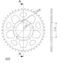 Supersprox 525 LK 100.0mm Ø 76mm 42T 5-hole aluminum sprocket black