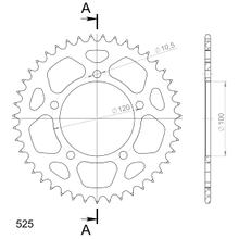 Kettenrad Supersprox 525 LK 120,0mm Ø 100mm 43Z 5-Loch Aluminium schwarz