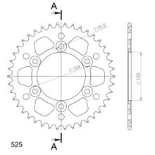 Kettingwiel Supersprox 525 LK 124,0mm Ø 100mm 43T 6-gaats aluminium zwart