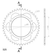 Kettenrad Supersprox 525 LK 150,0mm Ø 125mm 44Z 6-Loch Aluminium orange