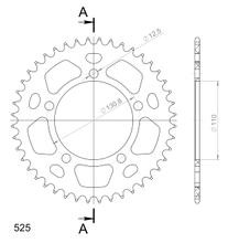 Kettingtandwiel Supersprox 525 verdeelcirkel 130,8mm Ø 110mm 44 tanden 5-gaats Aluminium rood