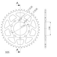 Supersprox 525 LK 110,0mm Ø 80mm 44T pignone in alluminio a 5 fori nero