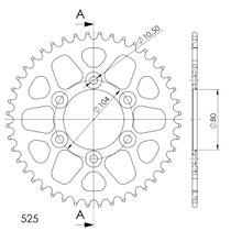 Supersprox 525 LK 104,0mm Ø 80mm 44T pignone in alluminio a 6 fori nero