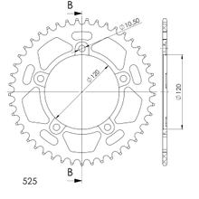 Supersprox 525 LK 140,0 mm Ø 120 mm 45Z pignone in alluminio a 5 fori nero