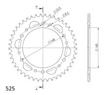 Supersprox 525 LK 168,0 mm Ø 140 mm 45Z pignone in alluminio a 6 fori nero