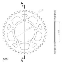 Kettingtandwiel Supersprox 525 LK 130,8mm Ø 110mm 45 tanden 5-gaats Aluminium zwart