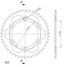 Kettingtandwiel Supersprox 525 LK 130,8mm diameter 110mm 44 tanden 5-gats Aluminium zwart