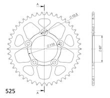 Tandwiel Supersprox 525 LK 120,0mm Ø 100mm 44 tanden 5-gaats Aluminium zwart