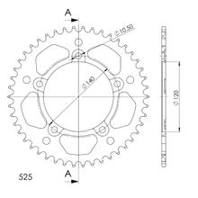 Supersprox 525 LK 140,0 mm Ø 120 mm 46Z pignone in alluminio a 5 fori nero