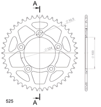 Supersprox 525 LK 124.0mm Ø 100mm 46T 5-hole aluminum sprocket black