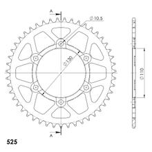 Supersprox 525 LK 130.0mm Ø 110mm 47T 6-hole aluminum sprocket red