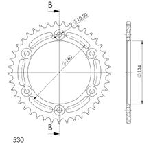 Kettingwiel Supersprox 530 LK 160,0mm Ø 134mm 40T 6-gaats aluminium rood