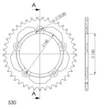 Rozetka Supersprox 530 rozteč 140,0mm průměr 120mm 40 zubů 5 děr hliník černá