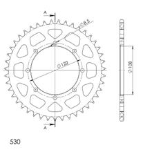 Supersprox 530 LK 122,0 mm diamètre 108 mm 43T 8 trous en aluminium doré