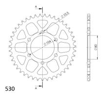 Rozetka Supersprox 530 dělicí kruh 104,0mm průměr 80mm 43 zubů 6 děr hliník černá