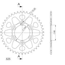 Tandwiel Supersprox 530 steek 160,0mm diameter 140mm 43 tanden 6-gaats aluminium zwart