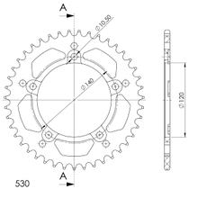 Kolo řetězu Supersprox 530 LK 140,0mm Ø 120mm 43Z 5-děrové hliníkové černé