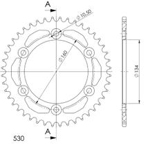 řetězové kolo Supersprox 530 LK 160,0mm Ø 134mm 44Z 6-otvorové hliníkové modré