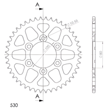 Pignon Supersprox 530 LK 100,0 mm Ø 80 mm 44T en aluminium doré à 6 trous