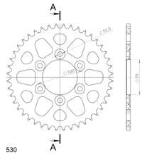 Kettingwiel Supersprox 530 LK 100,0mm Ø 76mm 44T 6-gaats aluminium zwart