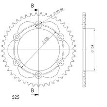 Kettingtandwiel Supersprox 530 boutcirkel 160,0mm Ø 134mm 45 tanden 6-gats aluminium zwart