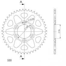 Tandwiel Supersprox 530 steekmaat 100,0mm diameter 76mm 46 tanden 6-gaats aluminium zwart