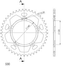 Kettingtandwiel Supersprox 530 Steekmaat 140,0mm Diameter 120mm 46 Tanden 5-Gats Aluminium zwart