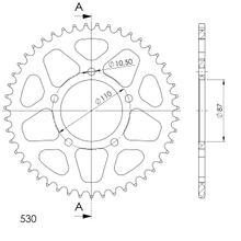 Pastorek řetězu Supersprox 530 rozteč 110,0mm průměr 87mm 47 zubů 5 děr hliník černý