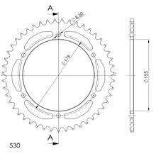 Tandwiel Supersprox 530 verdeelcirkel 176,0mm Ø 155mm 47 tanden 6-gaats aluminium zwart