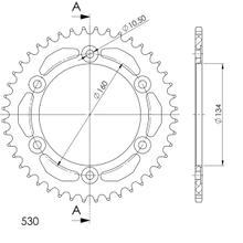 Kolo řetězu Supersprox 530 LK 160,0mm Ø 134mm 48Z 6-děrové hliník černá