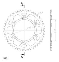 Tandwiel Supersprox 530 LK 150,0mm Ø 130mm 48T 6-gaats aluminium zwart