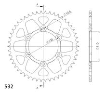 samotné řezné kolo Supersprox 532 LK 130,0mm Ø 110mm 50Z 6-děrové hliníkové černé