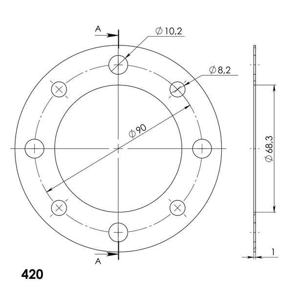 Disco de borde Supersprox 420 LK 90,0 mm Ø 58 mm 34T dorado con 4 orificios para piñón Edge