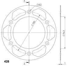 Edge-Disc Supersprox 428 LK 100,0mm Ø 76mm 40Z 6-Loch rot für Edge Kettenrad