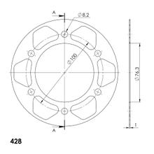 Disque Edge Supersprox 428 LK 100.0mm Ø 76mm 42T doré 6 trous pour pignon Edge