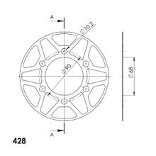 Kolečko Edge-Disc Supersprox 428 LK 90,0mm Ø 68mm 47Z 6-otvorové zlaté pro řetězovku Edge