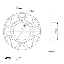 Rand-Schijf Supersprox 428 LK 100,0mm Ø 76mm 48 tanden 6-Gaten goud voor Edge kettingwiel